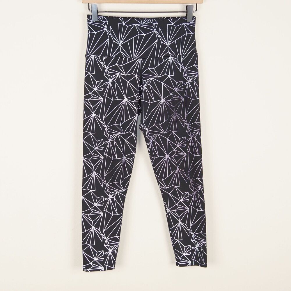 Onzie High Rise Midi Reflective Black Leggings Womens Sz S/M
